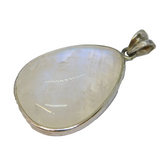 Sterling Silver Mounted Large Cabochon Moonstone Drop Pendant Vintage c1980