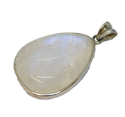 Sterling Silver Mounted Large Cabochon Moonstone Drop Pendant Vintage c1980