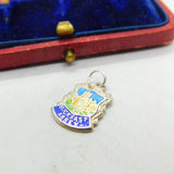 Sterling Silver Enamel Buckfast Abbey Travel Shield Charm Pendant Vintage c1970