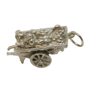 Sterling Silver Fruit Cart Charm Pendant Vintage c1970
