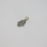 Sterling Silver Crystal Set Hamsa Hand Charm Pendant Contemporary c1990s