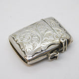 Sterling Silver Floral Pattern Vesta Case Antique 1928 Birmingham