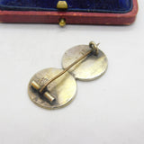 Victorian Chinese Sterling Silver Double Coin Brooch Antique c1890