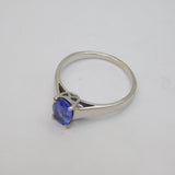 Sterling Silver Oval Tanzanite Solitaire Dress Band Ring Modern c2000 Size N 1/2