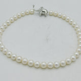 Sterling Silver Elephant Clasp Simulated Pearl Necklace Vintage c1990