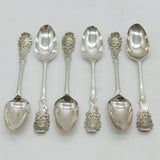 George II Set of Sterling Silver Green Man Picture Back Teaspoons Antique c1750