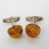 20th Century Continental 835 Silver & Baltic Amber Cufflinks Antique c1930