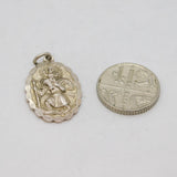 Sterling Silver Double-Sided St Christopher Travel Charm Pendant Vintage c1950s