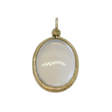 Early 20th Century Sterling Silver Oval Mounted Cabochon Moonstone Drop Pendant