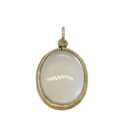 Early 20th Century Sterling Silver Oval Mounted Cabochon Moonstone Drop Pendant