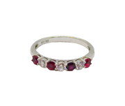 Sterling Silver Ruby & White Topaz Half Eternity Ring Modern c1990 Size P 1/2