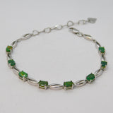 Sterling Silver & Green Opal Set Tennis Bracelet Vintage c1990s