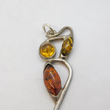 Sterling Silver Baltic Amber Drop Charm Pendant Vintage c1970s