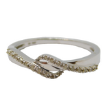 Sterling Silver Diamond Twist Band Dress Ring Vintage c1970 Size R 1/2