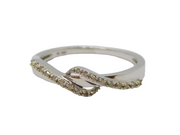 Sterling Silver Diamond Twist Band Dress Ring Vintage c1970 Size R 1/2