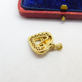 Gold on Sterling Silver Natural Ruby Set Heart Drop Pendant Vintage c1970