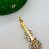 Sterling Silver Gilt & Spinel Set Violin Form Drop Pendant Vintage c1980