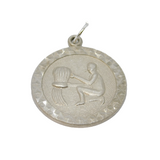 Sterling Silver Aquarius Water Bearer Round Disc Charm Pendant Vintage c1970