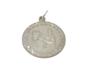 Sterling Silver Aquarius Water Bearer Round Disc Charm Pendant Vintage c1970