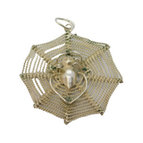 Sterling Silver Studio Style Spider In Web Charm Pendant Vintage c1970