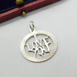 Sterling Silver 'I Love You' Outline Charm Pendant Vintage c1970