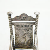 Victorian Sterling Silver Miniature Dolls House Chair Ornament Antique Sheffield