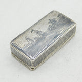 19th Century Russian Silver Niello Palace Square Snuff Box Antique 1850 Moscow