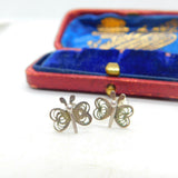 Sterling Silver Butterfly Stud Earrings Vintage c1970