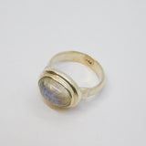 Sterling Silver Moonstone Cabochon Studio Style Ring Vintage c1970 Size Q 1/2