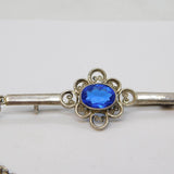 Art Deco Sterling Silver Blue Paste Three-Part Brooch Antique c1920s