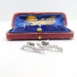 Pair of Sterling Silver Diamond Paste Swirl Form Stud Earrings Vintage c1970