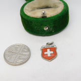 Sterling Silver Switzerland Enamel Charm Pendant Vintage c1970
