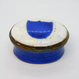 Georgian Blue-White Bilstone Enamel Patch Box 'Efteem the Giver' Antique AF