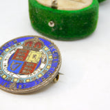 Victorian Sterling Silver Enamel Jubilee Half Crown Coin Brooch Antique 1887
