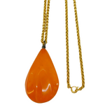 Art Deco Rolled Gold & Butterscoth Amber Set Pendant Necklace Antique c1930s
