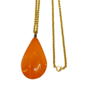 Art Deco Rolled Gold & Butterscoth Amber Set Pendant Necklace Antique c1930s