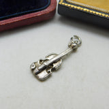 Sterling Silver Classic Violin Charm Pendant Vintage c1970