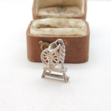 Sterling Silver Spinning Wheel Charm Pendant Vintage c1970