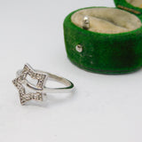 Sterling Silver Clear Spinel Set Open Star Ring Vintage c1970 Size P