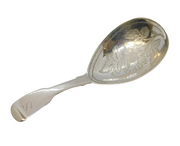 George III Sterling Silver Floral Bowl Tea Caddy Spoon Antique 1817 London
