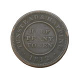 19th Century Copper Tunstead & Happing Half Penny Token Antique 1812