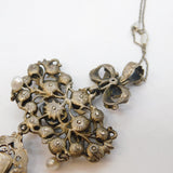 Austro-Hungarian Sterling Silver, Pearl & Paste Set Lavalier Necklace Antique
