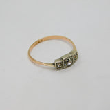 9ct & Sterling Silver Paste Set Squares Art Deco Band Ring Antique c1930 Size O