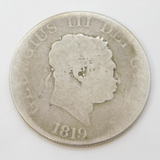 George III Silver Half Crown Coin Antique 1819 Fair Condition