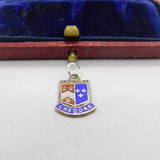 Sterling Silver & Enamel Cheddar Shield Charm Pendant Vintage c1970