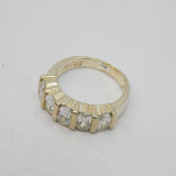 Sterling Silver 5 White Topaz Half Eternity Band Ring Vintage c1990 Size M 1/2