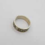 Sterling Silver Oxidised Eastern Pattern Studio Ring Vintage c1970 Size O 1/2