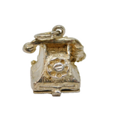 Sterling Silver Opening Telephone With Message Charm Pendant Vintage c1970