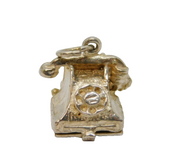 Sterling Silver Opening Telephone With Message Charm Pendant Vintage c1970
