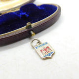 Sterling Silver & Enamel French Nice Shield Charm Pendant Vintage c1970